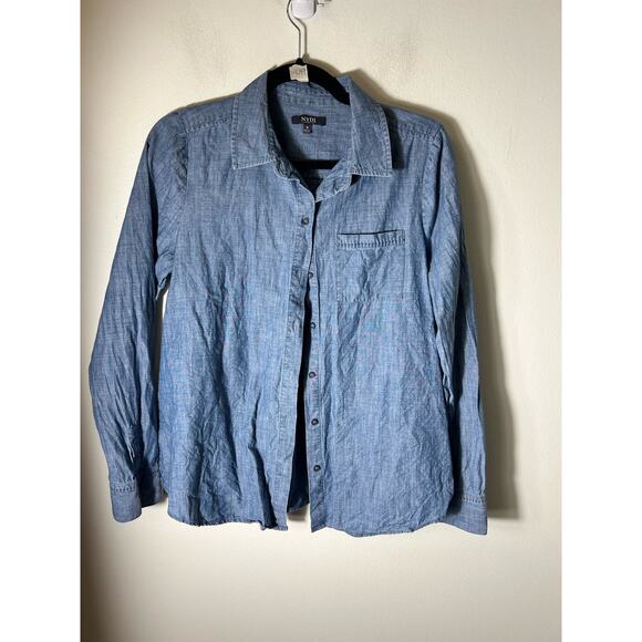 NYDJ Button Up Blue Jean Shirt size S - Picture 1 of 3